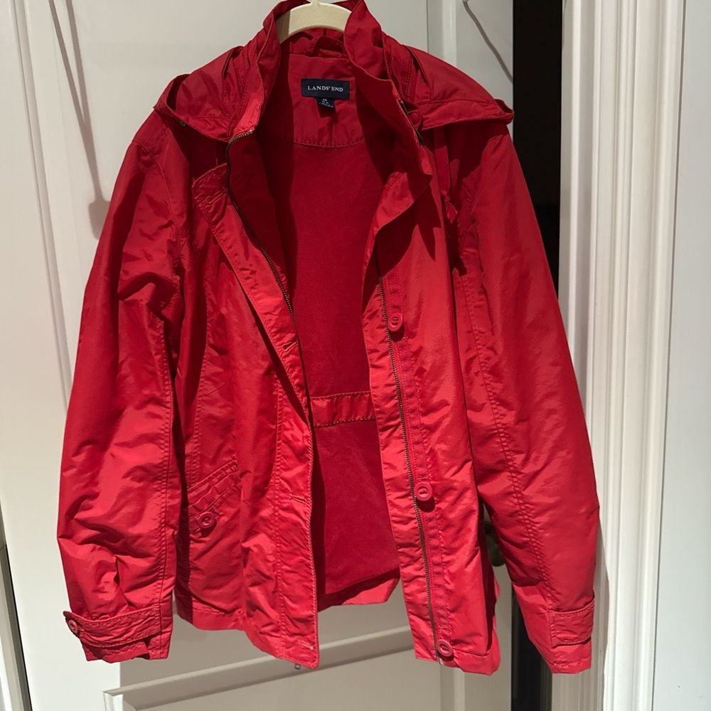 Lands' End Women's Vibrant Red Rain Jacket